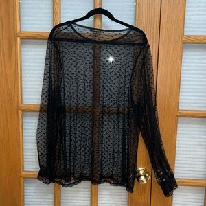 EUC Lane Bryant 26/28 Sheer Black Top with Hearts